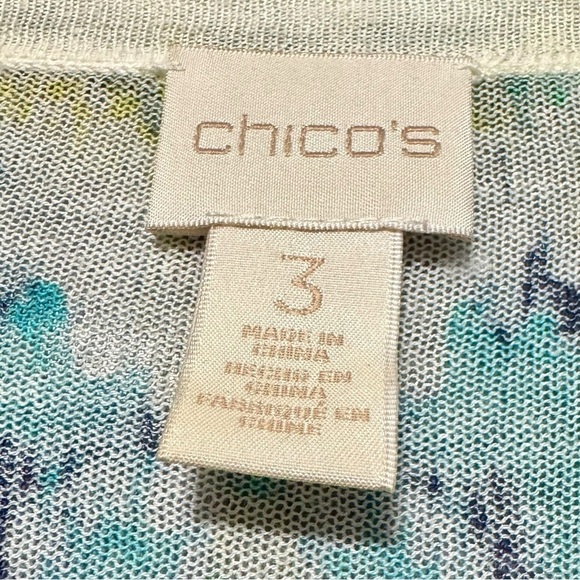 Chico’s Short Sleeve Lightweight Multicolored Snap Front Open Artsy Cardigan - Picture 9 of 11